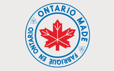 Ontario Made Logo in Blue and Red.